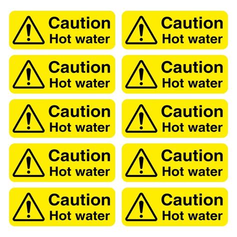 Caution Hot Water Signs Pack Of 10 Aston Safety Signs
