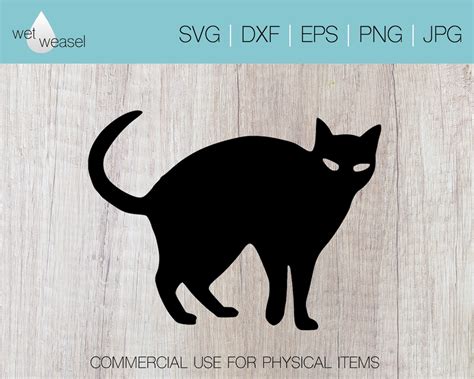 Black Cat Digital File Svg Png Dxf Eps  Cricut Etsy