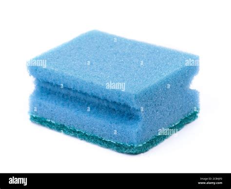 One New Clean Dishwashing Sponge Isolated On White Background Stock