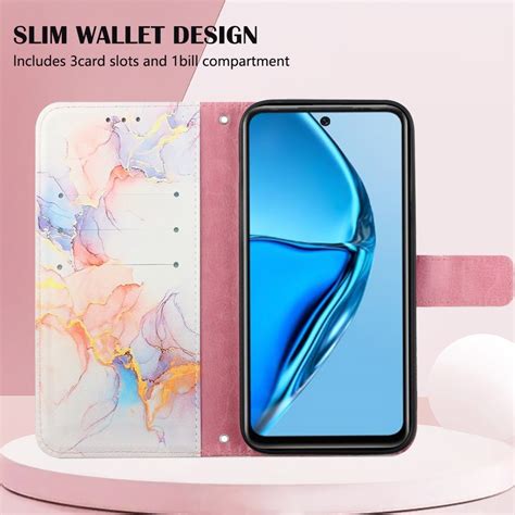 For Infinix Hot 20 4G X6826 PT003 Marble Pattern Flip Leather Phone Case Marble White