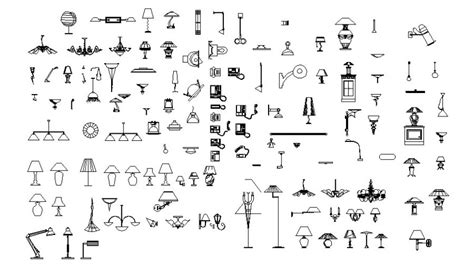 Multiple Lamps And Light Household Decorative Blocks Cad Drawing Details Dwg File Artofit