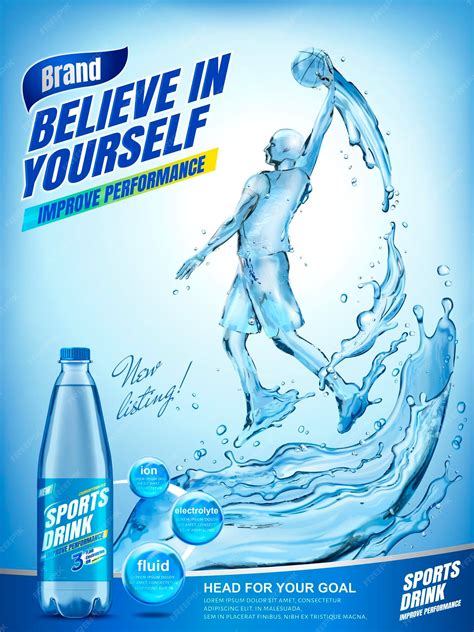 Premium Vector | Amazing sports drink ads, liquid basketball athlete
