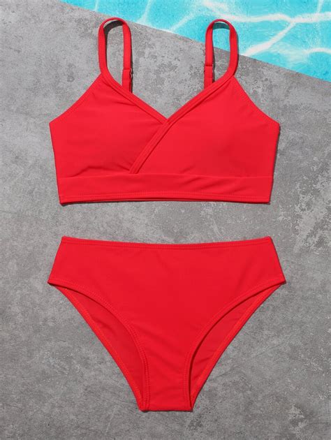 Conjunto de bikini sólido para niña preadolescente verano playa Moda de Mujer SHEIN México