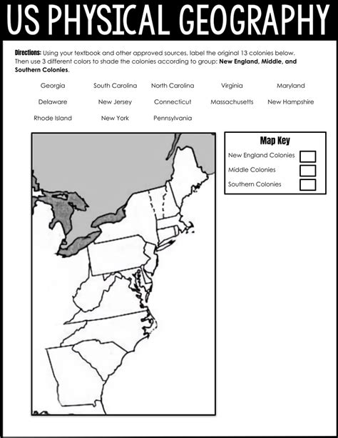US Physical Geography & 13 Colonies Map - FREE - Amped Up Learning