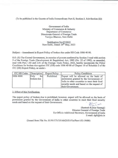 Dgft Notification No 07 2023 Dated 24052023 English Pdf