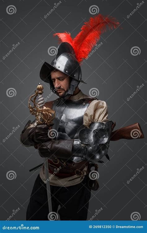 The Medieval Rifleman Soldiers Present In Uniform Stock Photo