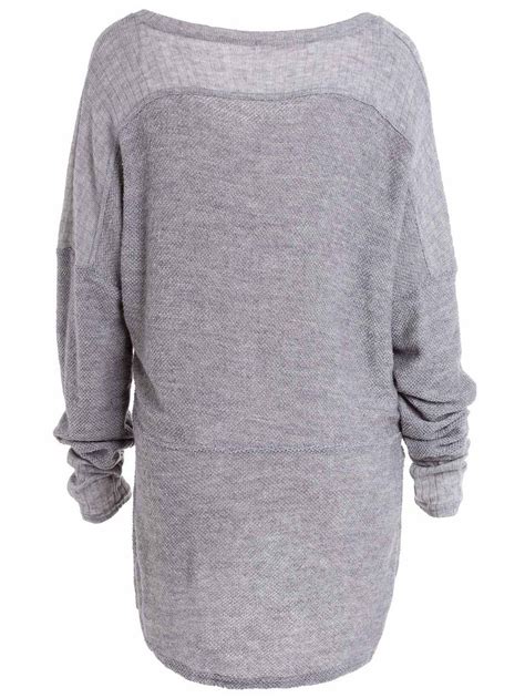 2018 Chic Long Sleeve V Neck Asymmetrical Womens T Shirt Gray M In Long Sleeves Online Store