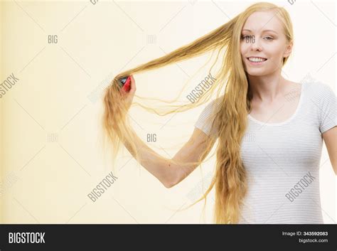 Blonde Girl Brush Image Photo Free Trial Bigstock