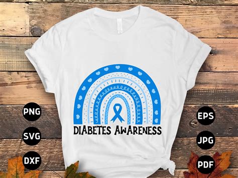 Diabetes Awareness Rainbow Svg Png Blue Ribbon Svg Type 1 Etsy