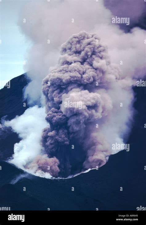 Mount Batur Central Bali Indonesia In Eruption Stock Photo Alamy