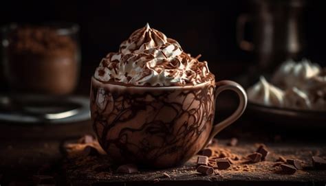 Free Photo Whipped Cream Tops Hot Chocolate On Table Generated By Ai