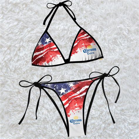 Corona Blur American Flag Triangle Beach Bikini Tw43 Hearthtops Store