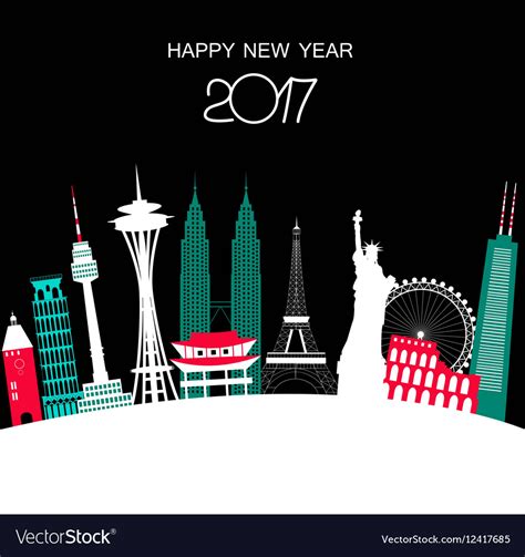 Happy new year travel background Royalty Free Vector Image