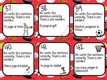 Jugar Task Cards Spanish Review Activity By La Profe Plotts Tpt