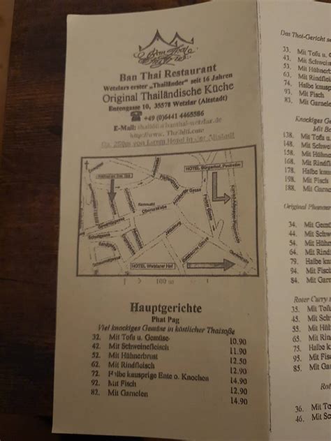 Speisekarte Von Ban Thai Restaurant Wetzlar