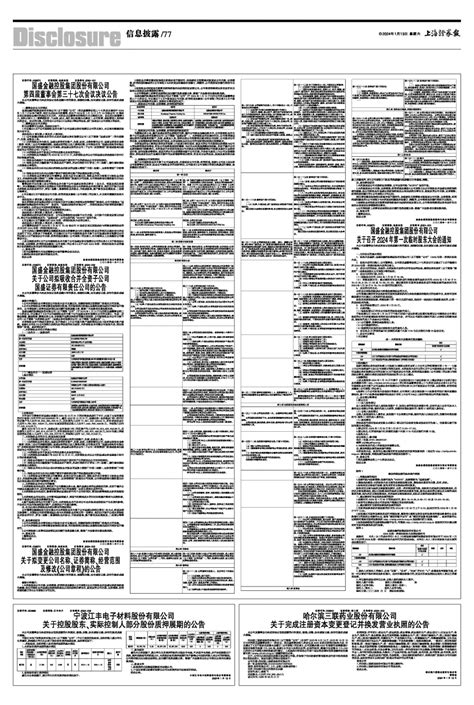 2024年01月13日 第77版：信息披露 上海证券报
