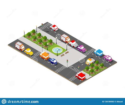 City Isometric D Intersection Stock Vector Illustration Of Speed