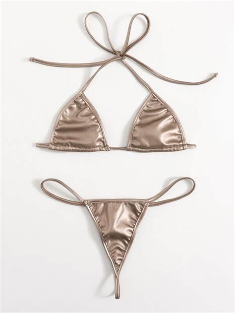 Is That The New Metallic Triangle Thong Lingerie Set ROMWE UK