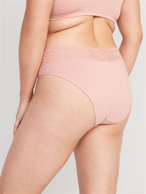 Mid Rise Supima Cotton Blend Lace Trimmed Bikini Underwear Old Navy
