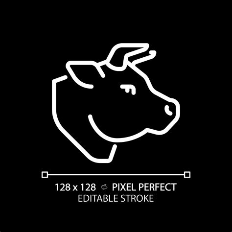 Beef pixel perfect white linear icon for dark theme. Cattle ranching