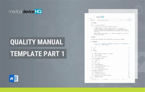 Quality Manual Template Part 1 Iso 13485 Medical Device Medical Device Hq