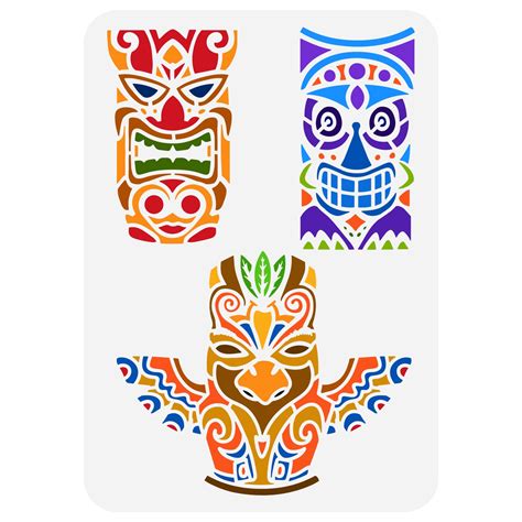 Buy Fingerinspire Totem Pole Stencil 21 X 297 Cm Tiki Tribe Stencils