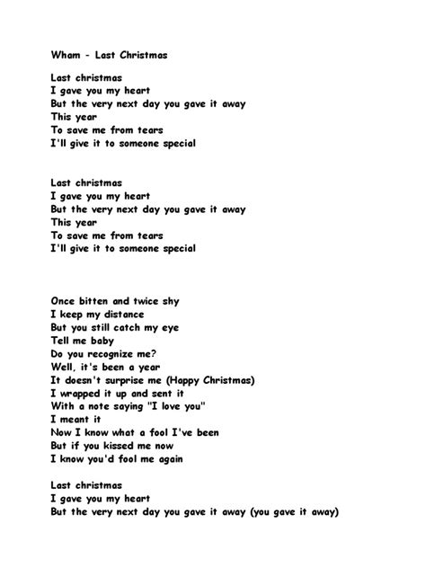Wham Last Christmas Pdf
