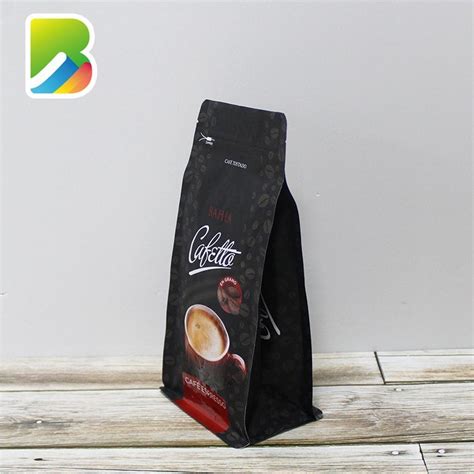 Custom Printing Aluminum Foil Stand Up Flat Bottom Coffee Packaging Zip