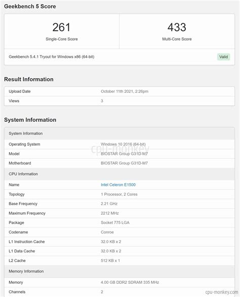 Intel Celeron E1500 Benchmark, Test and specs