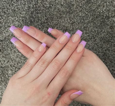 Purple French Tip Nails Light Purple Nails Purple Nails French Tip Acrylic Nails