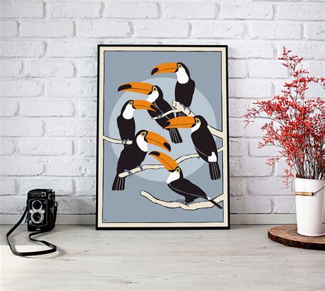 Toucans Poster Toucans Wall Art Toucans Illustration Tropical Wall