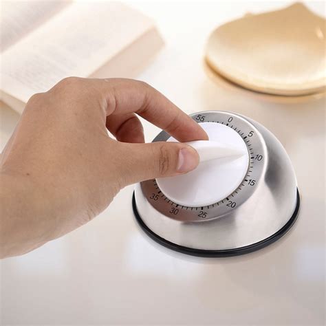 Stainless Steel Rotary Knob Kitchen Timer Mechanical Alarm Cooking