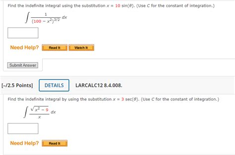 Solved Find The Indefinite Integral Using The Substitution Chegg