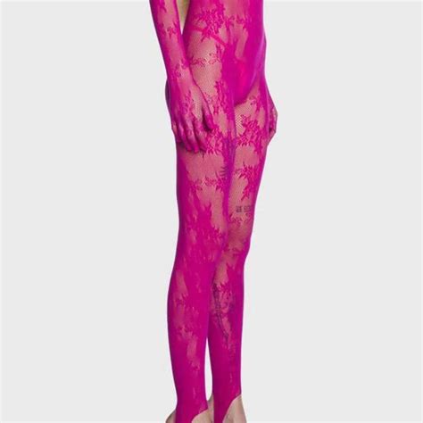 Hot Pink Fishnet Body Stocking One Size Never Worn Depop