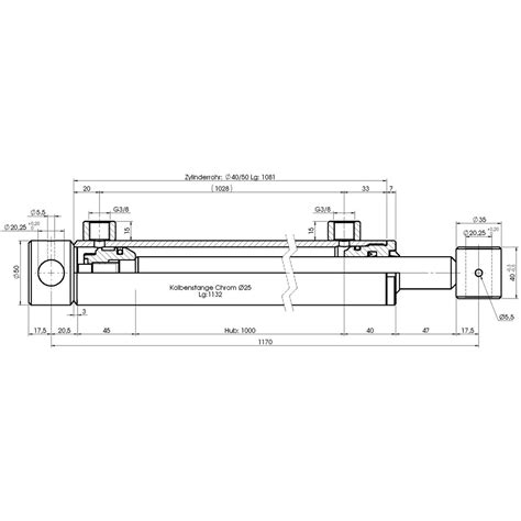 Hydraulikzylinder Doppeltwirkend Hub Mm Druckkraft Ca T Bar