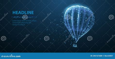 Low Poly Hot Air Baloon In The Sky With Clouds Cartoon Vector CartoonDealer