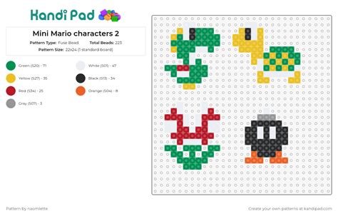 Mini Mario Characters Fuse Bead Pattern Kandi Pad Kandi Patterns