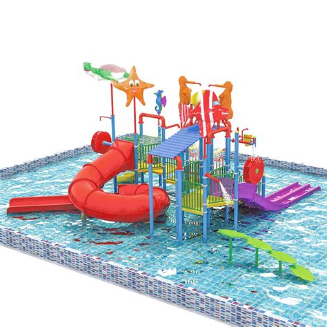 Water Park Kids Slide Water Splash Pad Aqua Park Equipment - Water ...