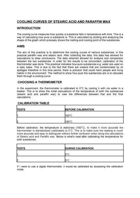 Btec Applied Science Level 3 Extended Diploma Unit 2 Assignment A Cooling Curves And Stearic