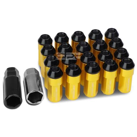 Pcs Set Jdm Aluminum Gold Lug Nuts W Cap Adapter M X Mm Od