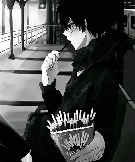 Animé Garçons Animés Noir Et Blanc Fanart Japon Japonais Manga