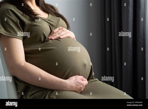Healthy Pregnancy Side View Pregnant Woman With Big Belly Advanced