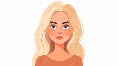 Premium Vector Face Of A Young Woman With A Long Blonde Hair