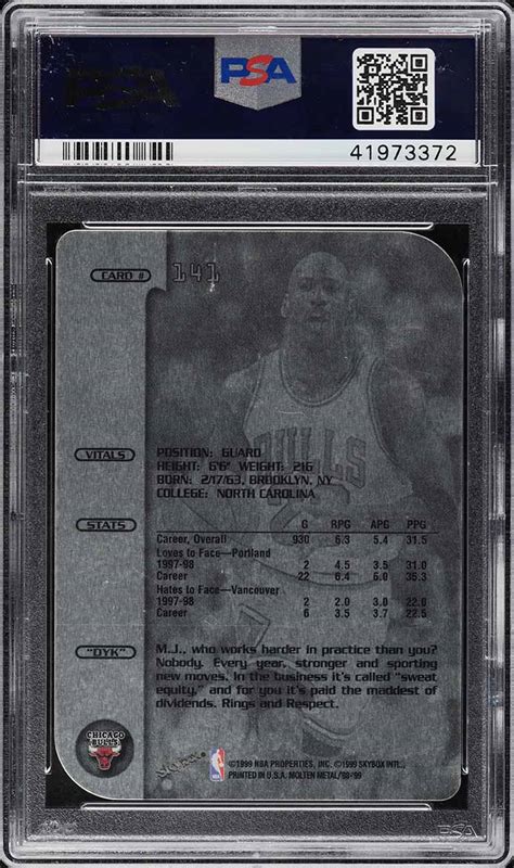 1998 99 SKYBOX MOLTEN METAL XPLOSION MICHAEL JORDAN 141 PSA 10 GEM