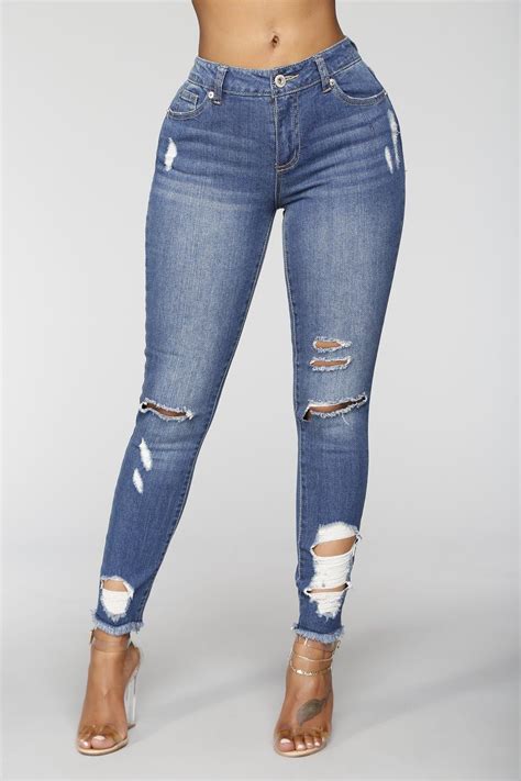 Mindy High Rise Distressed Jeans Dark Denim Blue Skinny Jeans Ripped