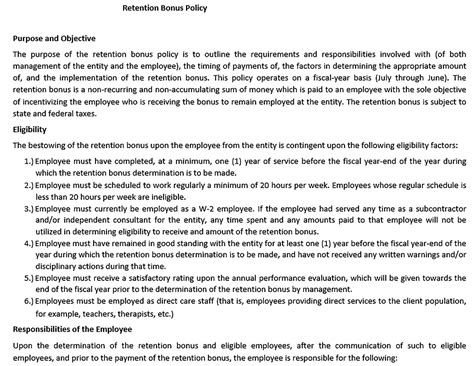 Sample Employee Retention Agreement Template Sample Retention2