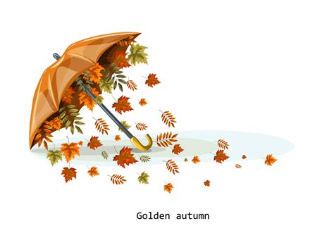 An Umbrella With Autumn Leaves Pouring Out From Under It 3415468 Vector