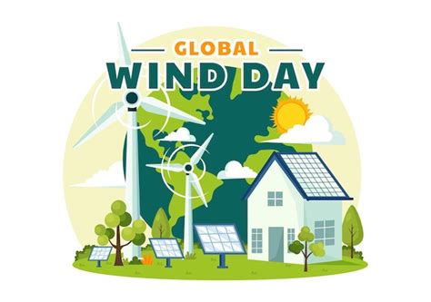 Premium Vector Global Wind Day Vector Illustration With Earth Globe