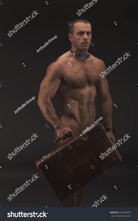 Muscular Naked Man Bow Tie Retro Stock Photo Shutterstock