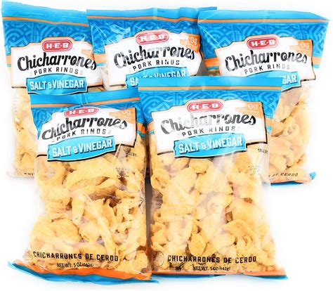 Heb Chicharrones Pork Rinds Salt And Vinegar Flavor Pack Of 5 Keto Snacks Low